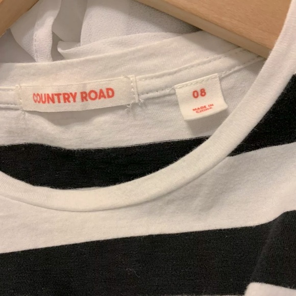 Country Road Top Womens Size 8 White & Black Striped Vest Style Shirt W/Side Bow - Picture 3 of 3